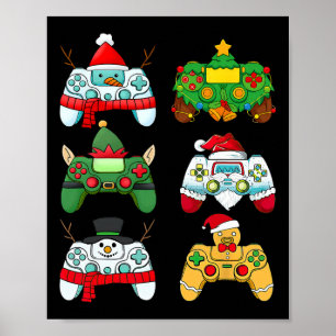 Video Game Controller Santa Hat Gamer Boys Xmas 2 Poster