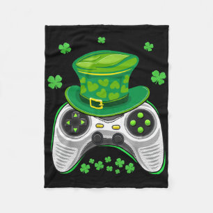 Video Game Controller Shamrock Gamer St Patricks D Fleece Blanket