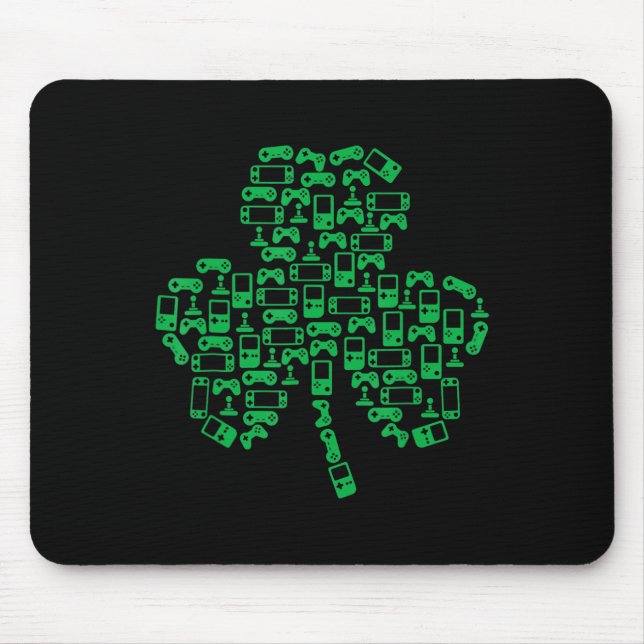 Video Game Controller Shamrock Irish Gamer St Patr Mouse Mat (Front)