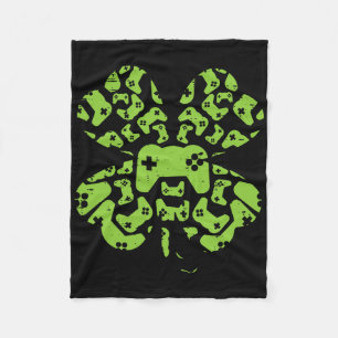Video Game Controller Shamrock St Patricks Day Boy Fleece Blanket
