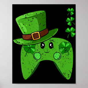 Video-Game Controller Shamrock St Patricks Day Gam Poster