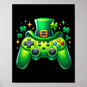 Video Game Controller St Patricks Day Gamer Irish  Poster
