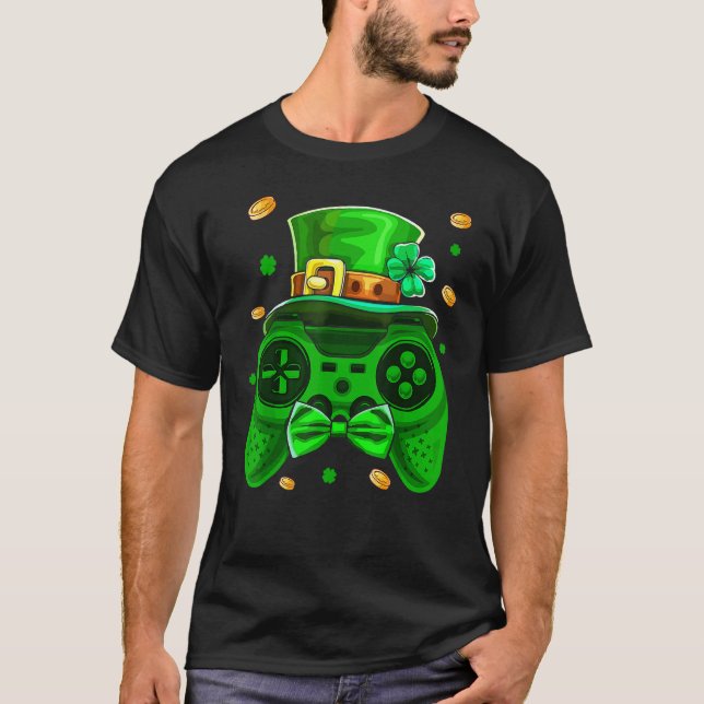 Video Game Controller St Patricks Day Gamer Men Bo T-Shirt (Front)