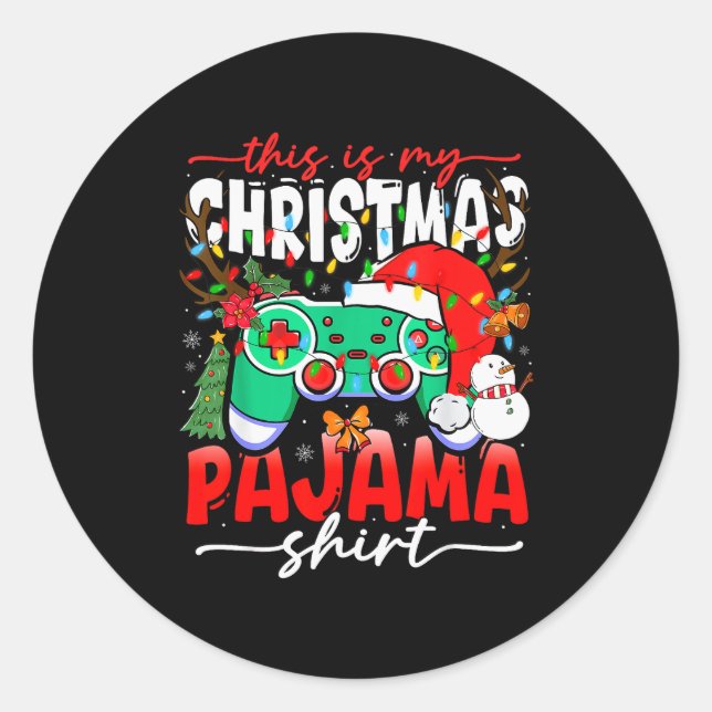 Video Game Controller This Is My Christmas Pajama  Classic Round Sticker (Front)