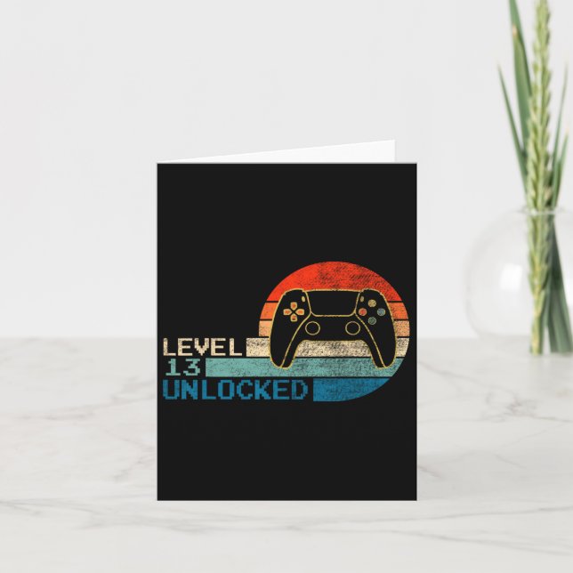 Video Game Controller Unlocked Level 13 Birthday B Card (Front)