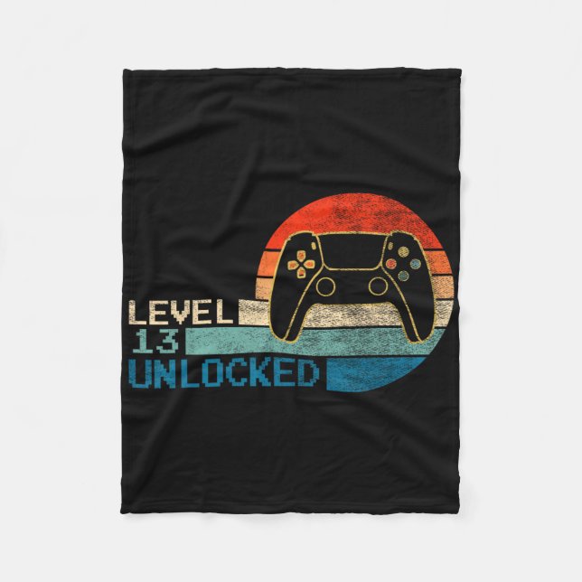 Video Game Controller Unlocked Level 13 Birthday B Fleece Blanket (Front)