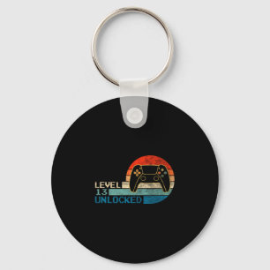 Video Game Controller Unlocked Level 13 Birthday B Key Ring