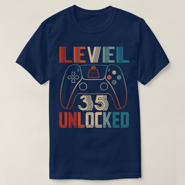 Video Game Controller Unlocked Level 35 Birthday B T-Shirt (Design Front)