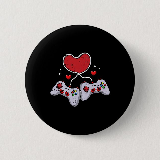 Video-game Controller Valentines Day Cool Gaming G 6 Cm Round Badge (Front)