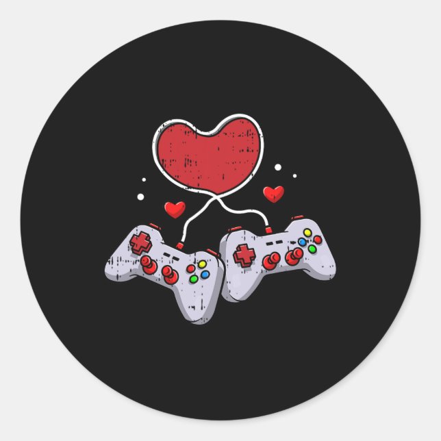 Video-game Controller Valentines Day Cool Gaming G Classic Round Sticker (Front)