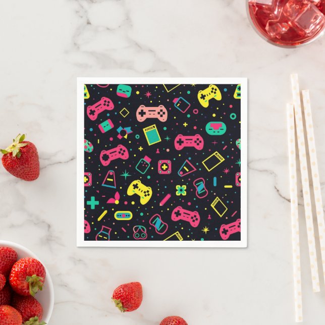 Video Game Controllers and Toys Pattern  Napkin (Insitu)