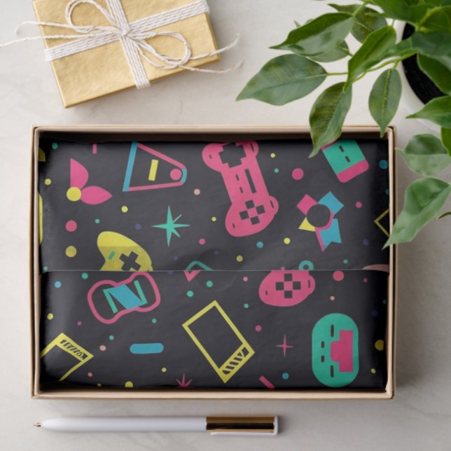 Video Game Controllers and Toys Pattern  Tissue Paper (Gift)