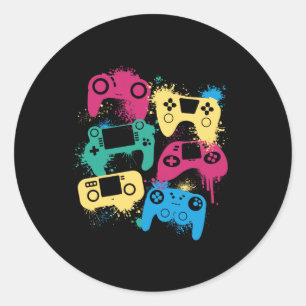 Video Game Controllers Graphic Tee For Gamer Colou Classic Round Sticker