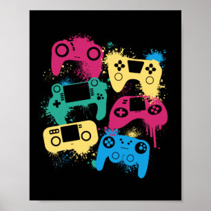 Video Game Controllers Graphic Tee For Gamer Colou Poster