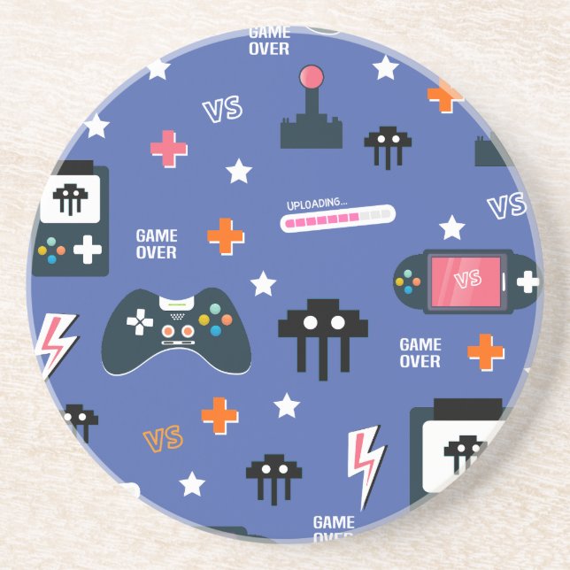 Video Game Controllers Party Pattern Gamer     Coaster (Front)