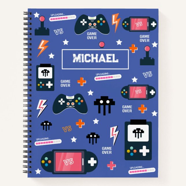 Video Game Controllers Party Pattern Gamer Custom  Notebook (Front)