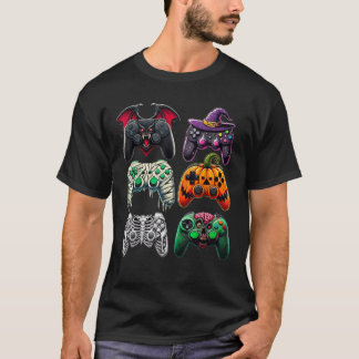 Video Game Controllers Witch Zombie Mummy Skeleton T-Shirt