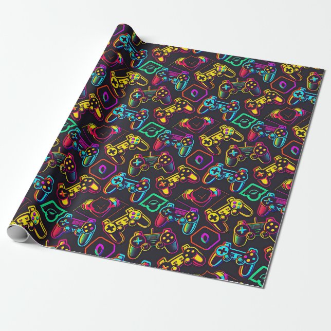 Video game controllers wrapping paper (Unrolled)