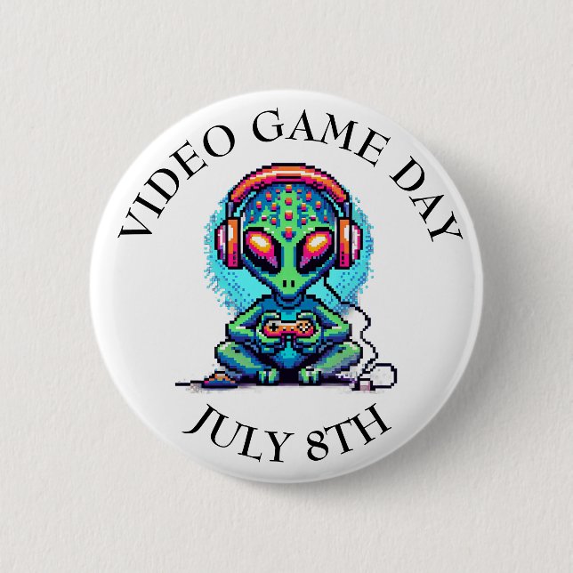 Video Game Day | July 8th 6 Cm Round Badge (Front)