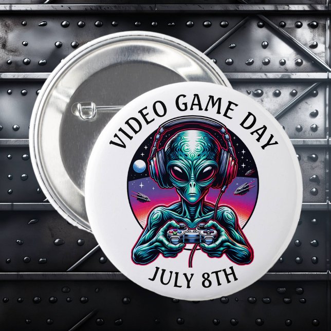 Video Game Day July 8th 6 Cm Round Badge (Creator Uploaded)