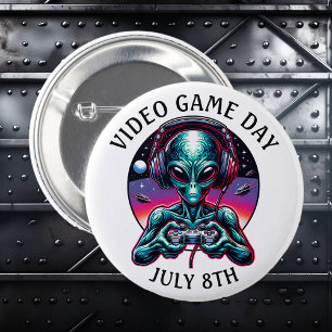 Video Game Day July 8th 6 Cm Round Badge