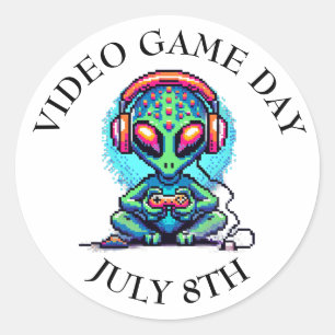 Video Game Day July 8th Classic Round Sticker
