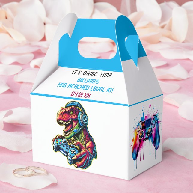 Video Game Dinosaur Gaming Birthday Party Favour Box (Wedding)