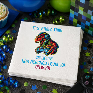 Video Game Dinosaur Gaming Birthday Party Napkin