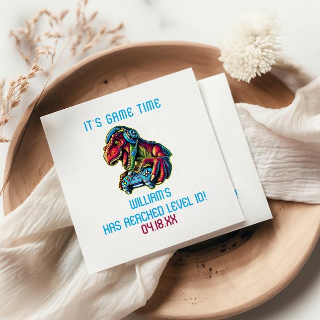 Video Game Dinosaur Gaming Birthday Party Napkin (Creator Uploaded)
