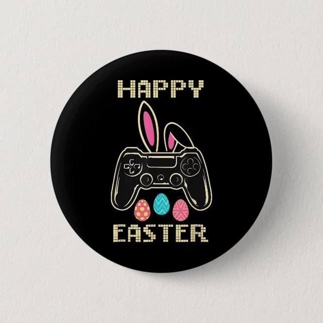 Video Game Easter Bunny Gaming Controller Gamer Bo 6 Cm Round Badge (Front)