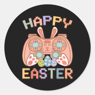 Video Game Easter Bunny Gaming Controller Gamer Bo Classic Round Sticker