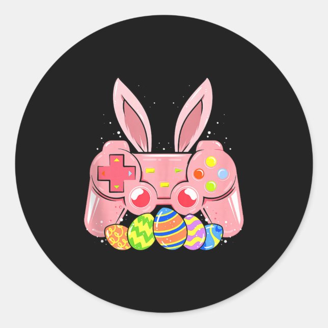 Video Game Easter Bunny Gaming Controller Gamer Bo Classic Round Sticker (Front)
