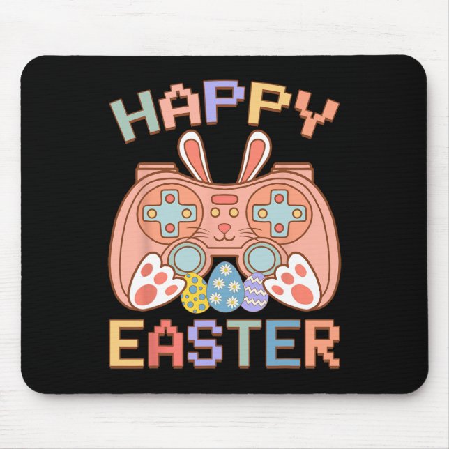 Video Game Easter Bunny Gaming Controller Gamer Bo Mouse Mat (Front)