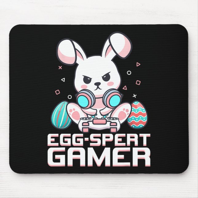Video Game Easter Bunny Gaming Controller Gamer Bo Mouse Mat (Front)