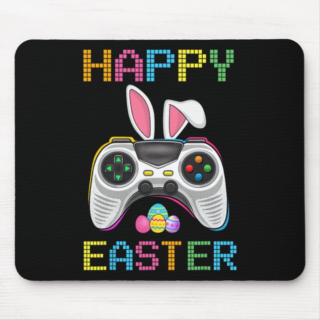 Video Game Easter Bunny Gaming Controller Gamer Bo Mouse Mat (Front)