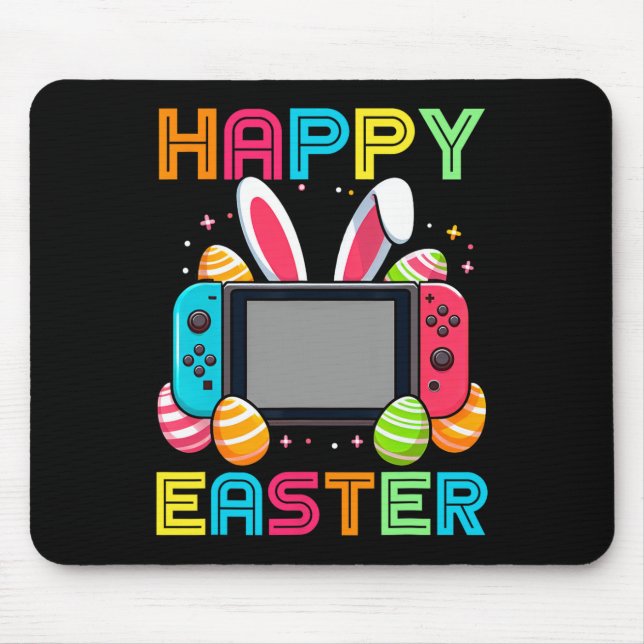 Video Game Easter Bunny Gaming Controller Gamer Bo Mouse Mat (Front)