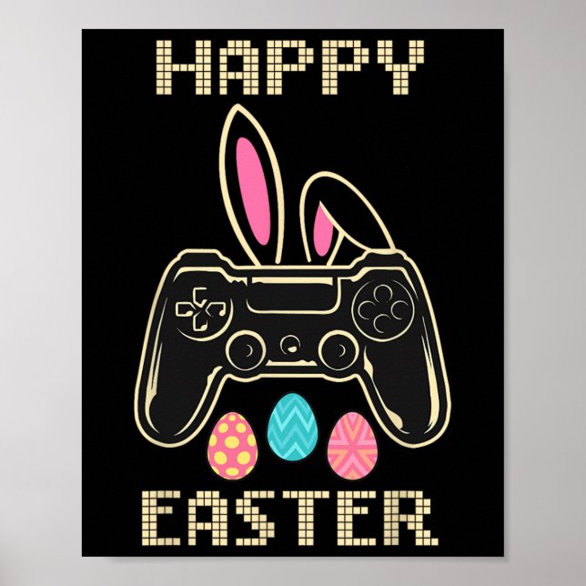 Video Game Easter Bunny Gaming Controller Gamer Bo Poster (Front)
