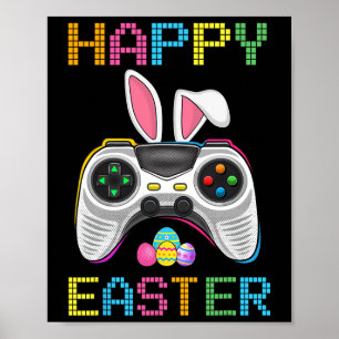 Video Game Easter Bunny Gaming Controller Gamer Bo Poster