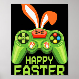 Video Game Easter Bunny Gaming Controller Gamer Bo Poster