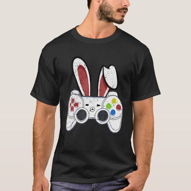 Video Game Easter Bunny Gaming Controller Gamer Ha T-Shirt (Front)