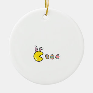 Video Game Eating Easter Eggs Retro Gamer Men Boys Ceramic Tree Decoration