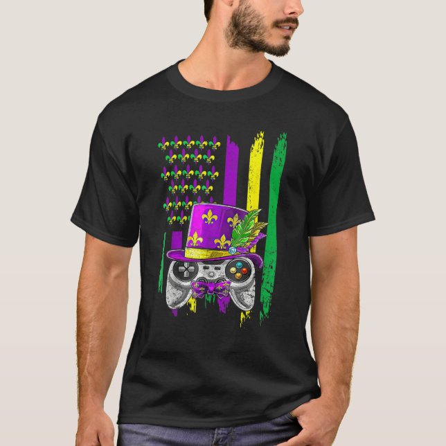 Video Game Flag Beads Kids Mardi Gras Shirts, Game T-Shirt (Front)
