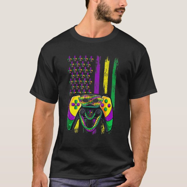 Video Game Flag Beads Kids Mardi Gras Shirts, Game T-Shirt (Front)