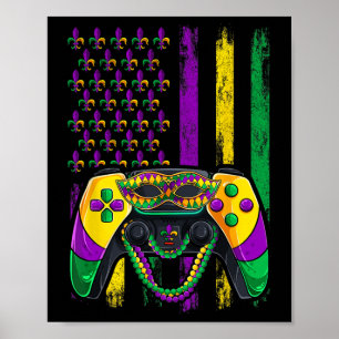 Video Game Flag Beads Kids Mardi Gras Shirts Poster