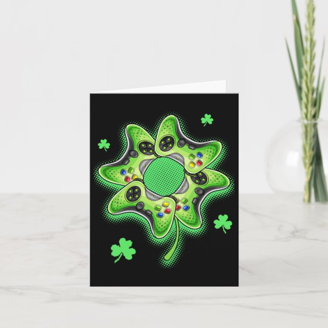 Video Game Four Leaf Clover St. Patrick's Day Game Card (Front)