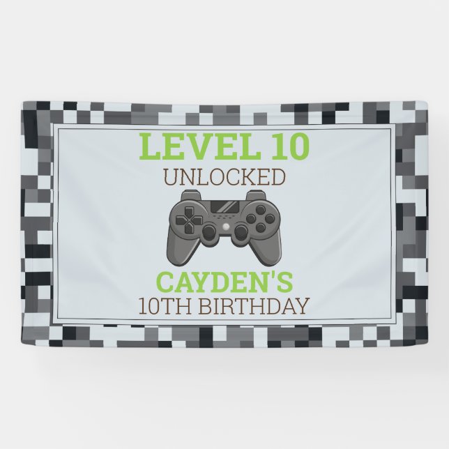 Video Game Game On Birthday Party Banner  (Horizontal)