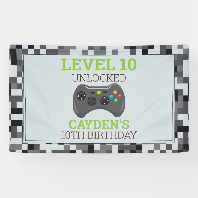 Video Game Game On Birthday Party Banner  (Horizontal)