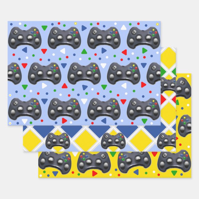 Video Game Gamer Gift Wrapping Paper Sheets (Set)