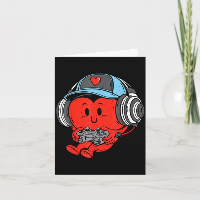 Video Game Gamer Heart Valentines Day Gaming Boys  Card (Front)