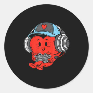 Video Game Gamer Heart Valentines Day Gaming Boys  Classic Round Sticker
